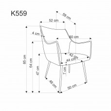 Auduma krēsls ar metāla kājām K-559, bēšs